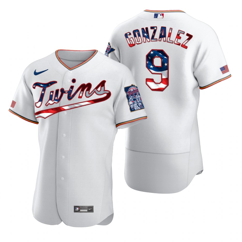 Minnesota Twins #9 Marwin Gonzalez Men Nike White Fluttering USA Flag Limited Edition Authentic MLB Jersey